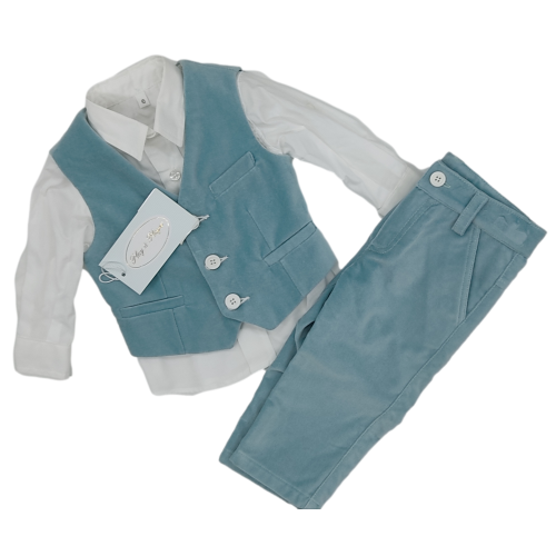 COMPLETO CON GILET VELLUTO  BATTESIMO 4PZ PLAY&PLAYER ART.05-06-07  TG.6MESI