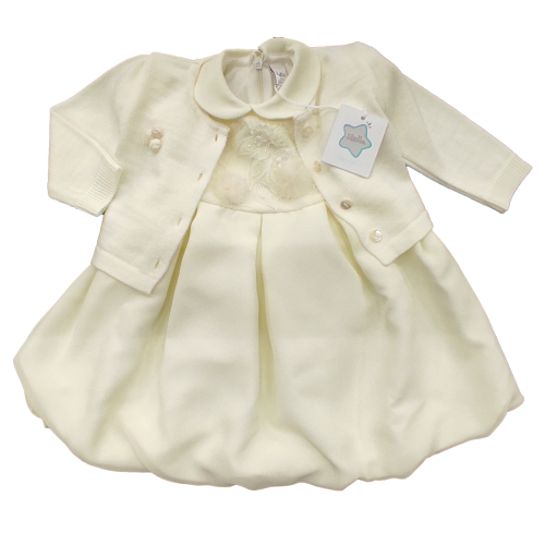 VESTINA CON GIACCHINO  BATTESIMO STELLA F ART.V309  TG.1=6/9  2=9/12MESI