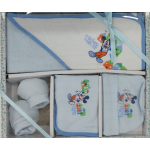 SET 4PZ  ACCAPPATOIO  BAVETTA CAPPELLINO SCARPETTA  DISNEY F  ART.WR6000-WR6001