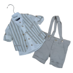 COMPLETO GILET  3PZ ELEGANTE IN LINO   M ART.25103  TG.3-6MESI