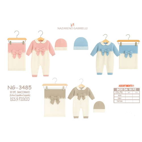 COMPLETO 3PZ  COTONE NAZARENO GABRIELLI X  ART.NG3485 DIS9  TG.0/1-1/3