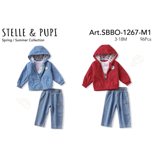 COMPLETO GIUBBINO 3PZ M  ART.SBBO1267  TG.3/6-12/18MESI