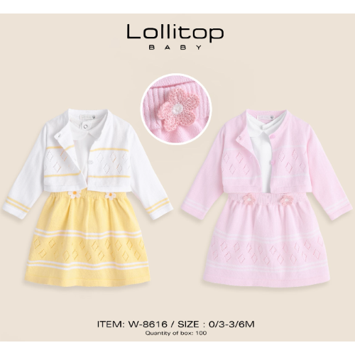 COMPLETO GIACCHINA IN FILO 3PZ F  ART.W8616  TG.0/3-3/6MESI