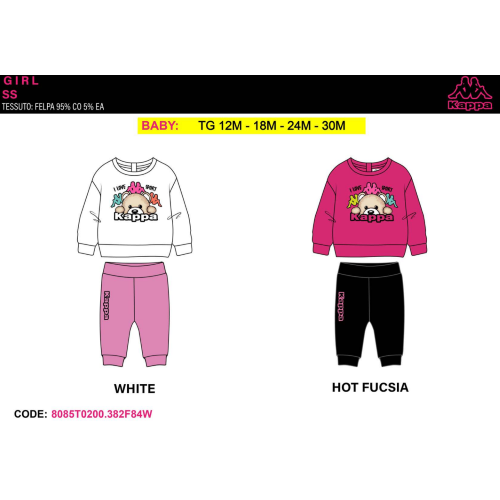 TUTA FELPA COTONE GIRO  KAPPA  F  ART.8085T0200 TG.12-30MESI