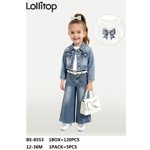 COMPLETO JEANS ZAMPA  3PZ ML   F  ART.BS8553  TG.12-36MESI