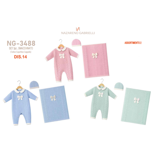 COMPLETO 3PZ  LANA  NAZARENO GABRIELLI X  ART.NG3488 DIS14 ASS.2 TG.0/1-1/3