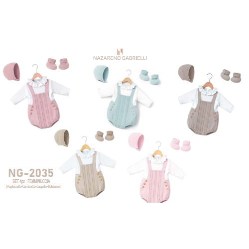 COMPLETO  PAGLIACCETTO  LANA 3PZ  NAZARENO GABRIELLI F   ART.NG2035  TG.1/3-6/9MESI