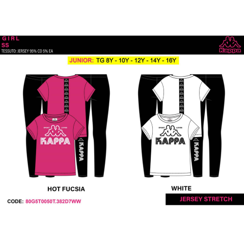 COMPLETO  COT.MAGL.MM.+ LEGGINS  KAPPA  F 80G5T0050T  TG.8-14ANNI 