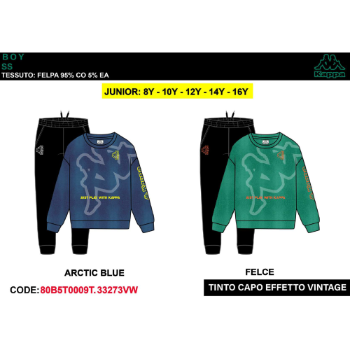 TUTA FELPA COTONE GIRO KAPPA  M  ART.80B5T0009T  TG.8-14ANNI