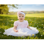 ABITO BATTESIMO E FASCETTA  LE CHICCHE F  ART.VE2831   TG.9-18MESI