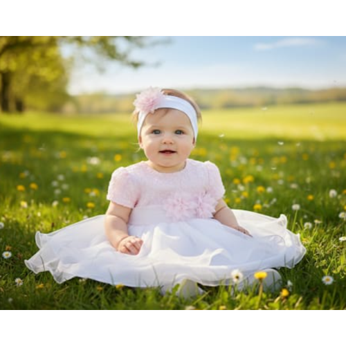 ABITO BATTESIMO E FASCETTA  LE CHICCHE F  ART.VE2831   TG.9-18MESI