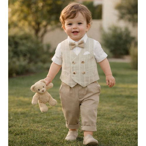 COMPLETO  GILET  TESSUTO 3PZ NAZARENO GABRIELLI ART.4429   TG.12-36MESI