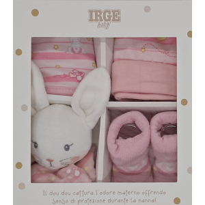 SET  REGALO  CONIGLIETTO  DOU DOU  CAPPELLINO BAVETTA SCARPETTA  X  IR1236