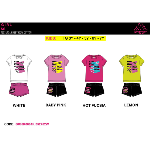 COMPLETO MEZZA MANICA  KAPPA  F  ART.80G6K0061K  TG.3-7ANNI