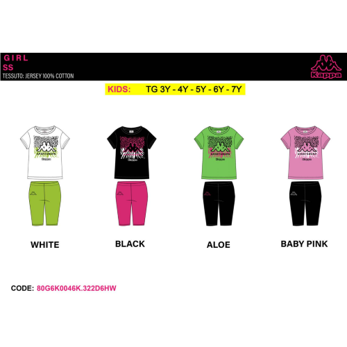 COMPLETO MEZZA MANICA  KAPPA  F  ART.80G6K0046K  TG.3-7ANNI