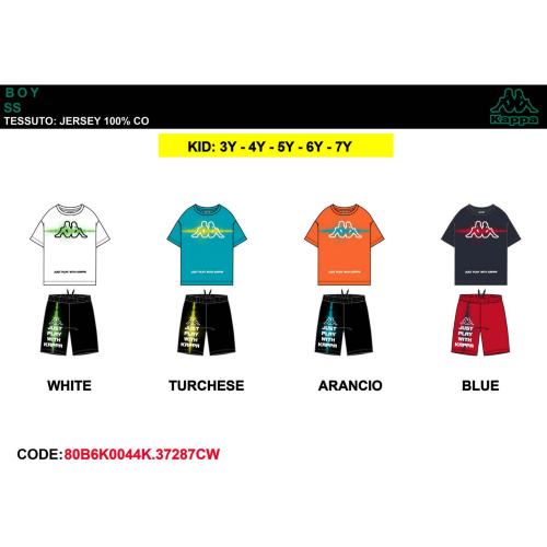 COMPLETO MEZZA MANICA  KAPPA   M ART.80B6K0044K  TG.3-7ANNI
