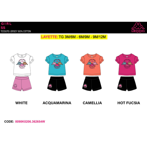 COMPLETO MEZZA MANICA   KAPPA   F  ART.8098K0206  TG.12-36MESI