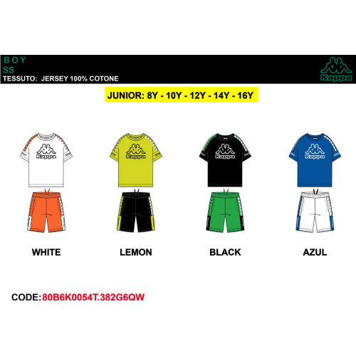 COMPLETO MEZZA MANICA  KAPPA   M ART.80B6K0054T  TG.8-16ANNI