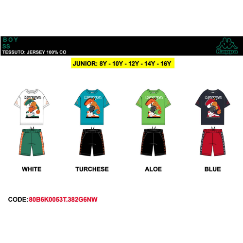 COMPLETO MEZZA MANICA  KAPPA   M ART.80B6K0053T  TG.8-16ANNI