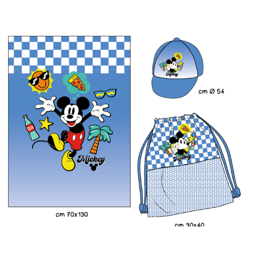 SET TELO MARE CAPPELLINO E SACCA  MICKEY M   ART.WR6007 E756