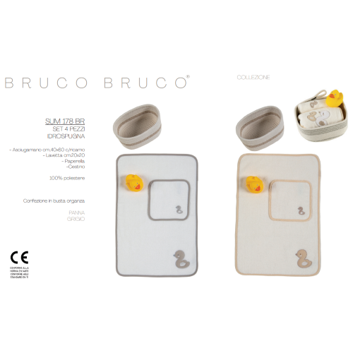 SET ASCIUGAMANO LAVETTA GOMMINA  CESTINO ART. SUM 178BR  E1159