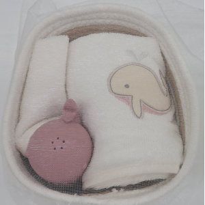 SET ASCIUGAMANO LAVETTA GOMMINA  CESTINO ART. SUM 206BR  E1159