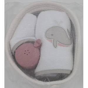 SET ASCIUGAMANO LAVETTA GOMMINA  CESTINO ART. SUM 206BR  E1159