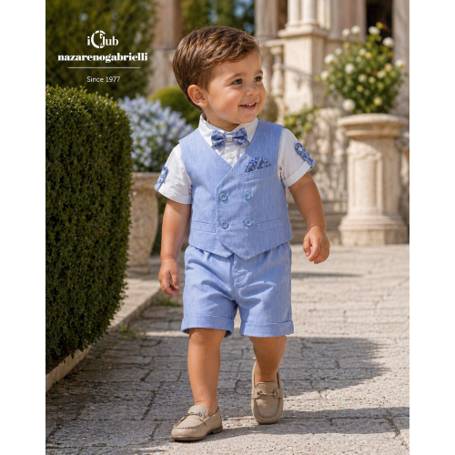 COMPLETO  GILET  TESSUTO 3PZ NAZARENO GABRIELLI ART.4478   TG.12-36MESI