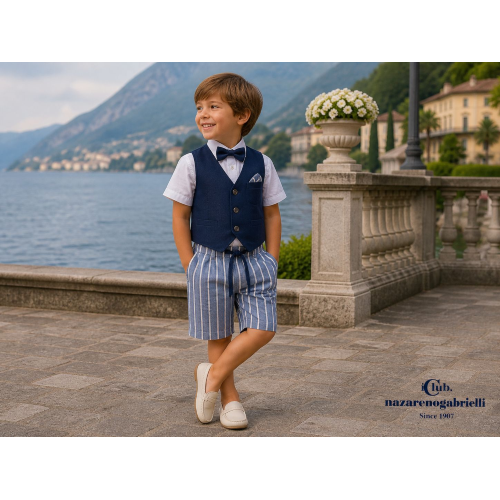 COMPLETO  GILET  TESSUTO 3PZ NAZARENO GABRIELLI ART.4475   TG.9-30MESI