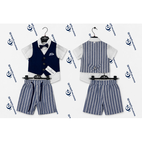 COMPLETO  GILET  TESSUTO 3PZ NAZARENO GABRIELLI ART.4475   TG.9-30MESI