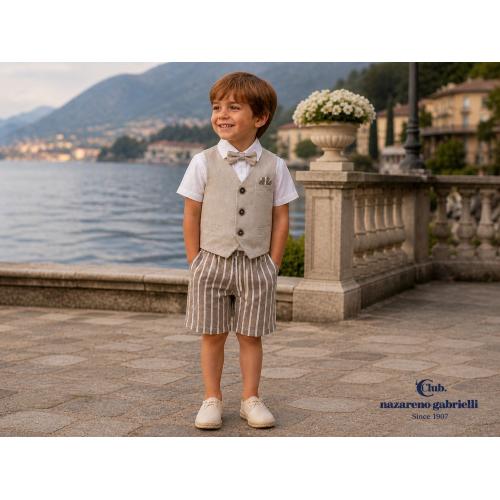 COMPLETO  GILET  TESSUTO 3PZ NAZARENO GABRIELLI ART.4475   TG.9-30MESI