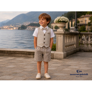 COMPLETO  GILET  TESSUTO 3PZ NAZARENO GABRIELLI ART.4475   TG.9-30MESI