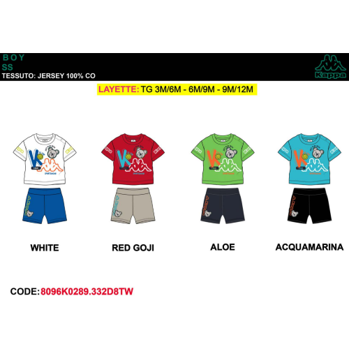 COMPLETO MEZZA MANICA   KAPPA   M ART.8096K0289  TG.3/6-9/12MESI