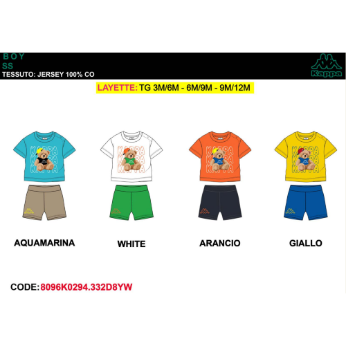COMPLETO MEZZA MANICA   KAPPA   M ART.8096K0294  TG.3/6-9/12MESI