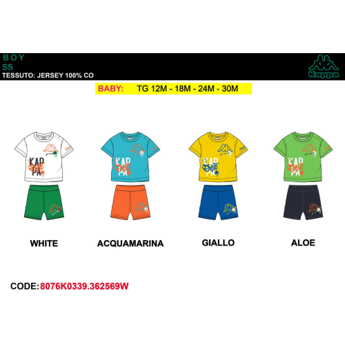 COMPLETO MEZZA MANICA   KAPPA   M ART.8076K0339  TG.12-30MESI