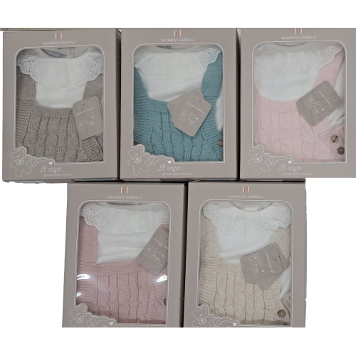 COMPLETO  PAGLIACCETTO  LANA 3PZ  NAZARENO GABRIELLI F   ART.NG2035  TG.1/3-6/9MESI