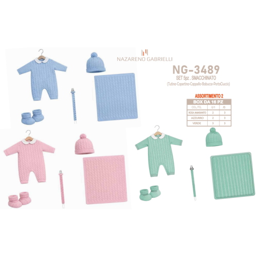 COMPLETO 5PZ  LANA  NAZARENO GABRIELLI X  ART.NG3489 ASS1  TG.0/1-1/3